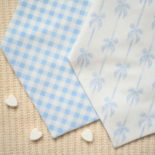 'Dainty Blue Bows' Tie-on Bandana - Image 2