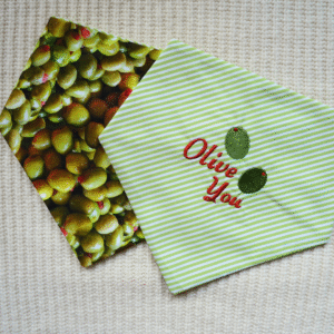 'Olive You' Reversible Tie-on Bandana